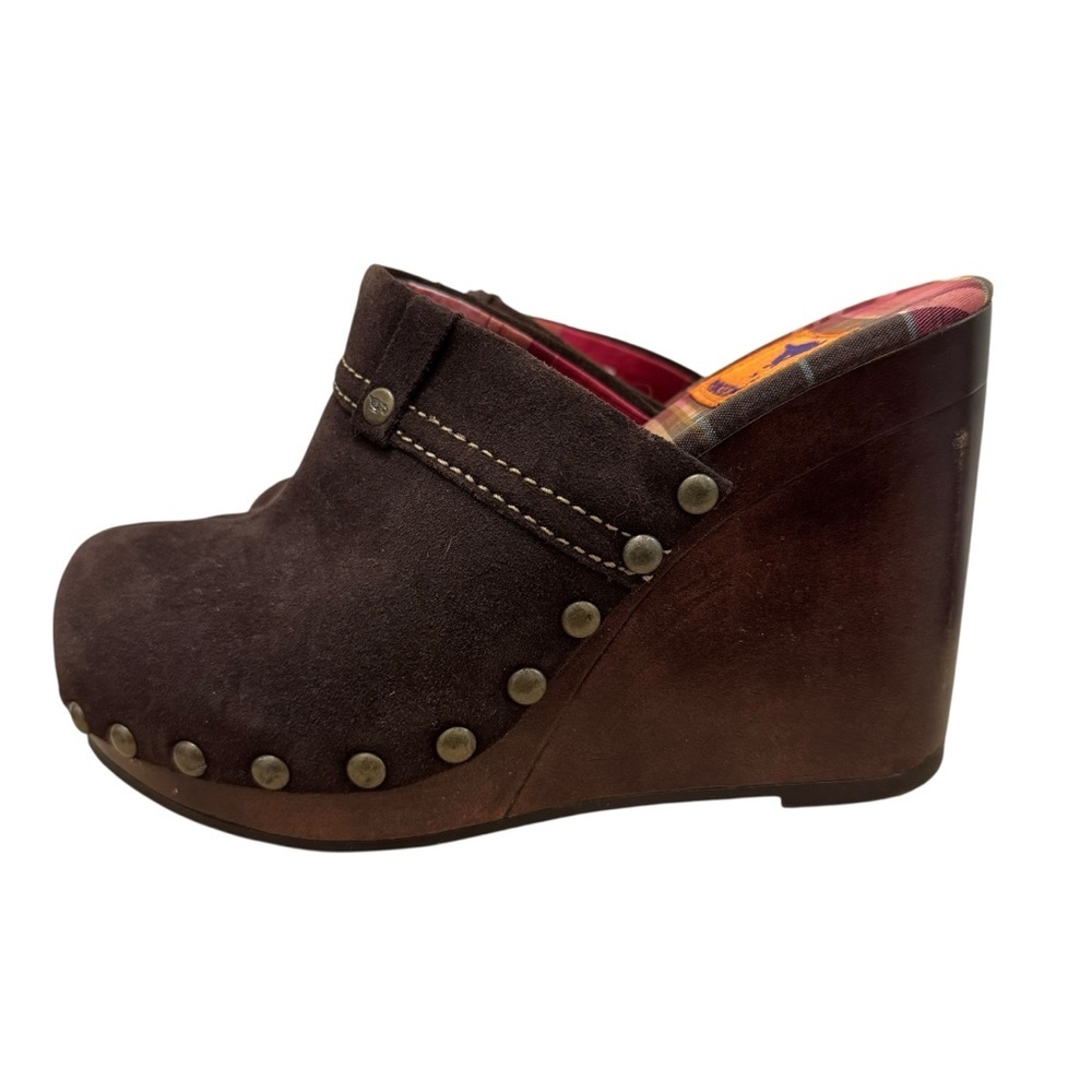 Rocket Dog Dark Brown Y2K Slip On Mule Wedge Heels 6 - Picture 2 of 7